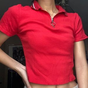 URBAN OUTFITTERS half-zip cropped polo(never worn)